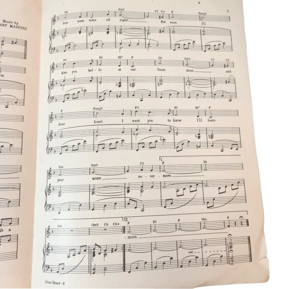 Dear Heart 1964 Sheet Music Henry Mancini Glen Ford Geraldine Page - Picture 5 of 8